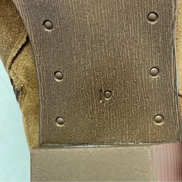 Sam Edelman Lynne Block Heel Boots Western Short Buckle Brown Suede Size 10M - Picture 10 of 10